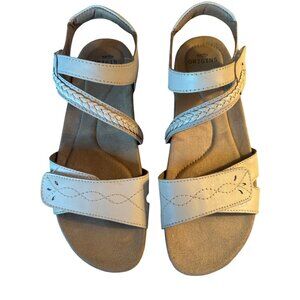 Earth Origins Beige Leather Strap Sandals With Braided Detail & Adjustabl